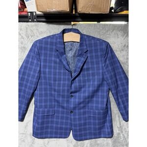 Oak Hill Sport Coat Mens 2 XLT 50-52 Blue‎ Window Pane Check Blazer